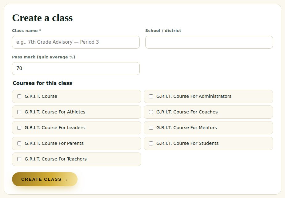 Screenshot: Create a class