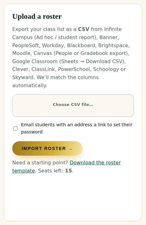 Screenshot: Add your students